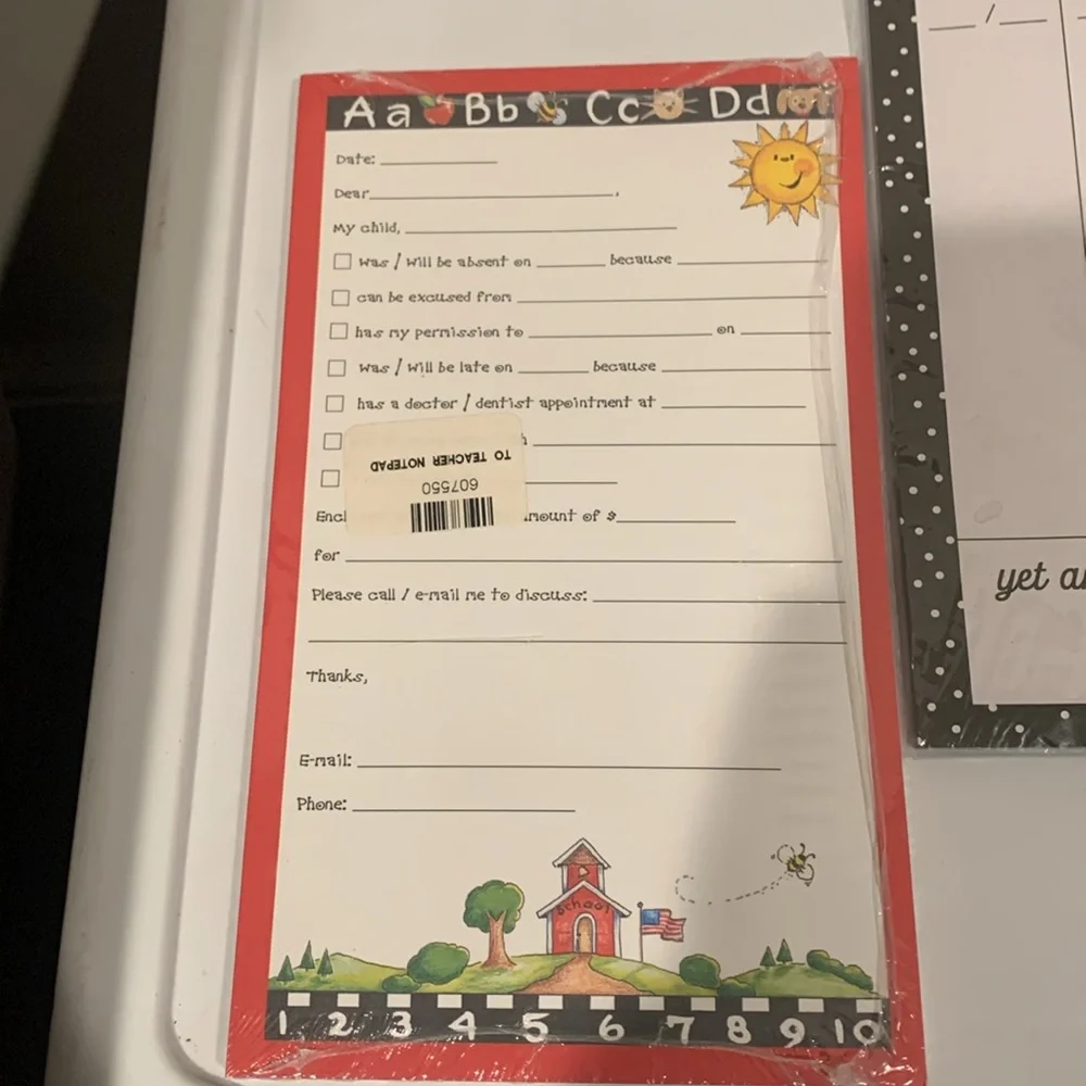 School Quick Note Pads For Parents and Weekly Calendar Set